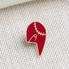 2Pcs/Set Broken Red Heart Brooches Cartoon Enamel Pins Metal  Custom Button Denim Jackets Badges Jewelry For Couple Friends Gift