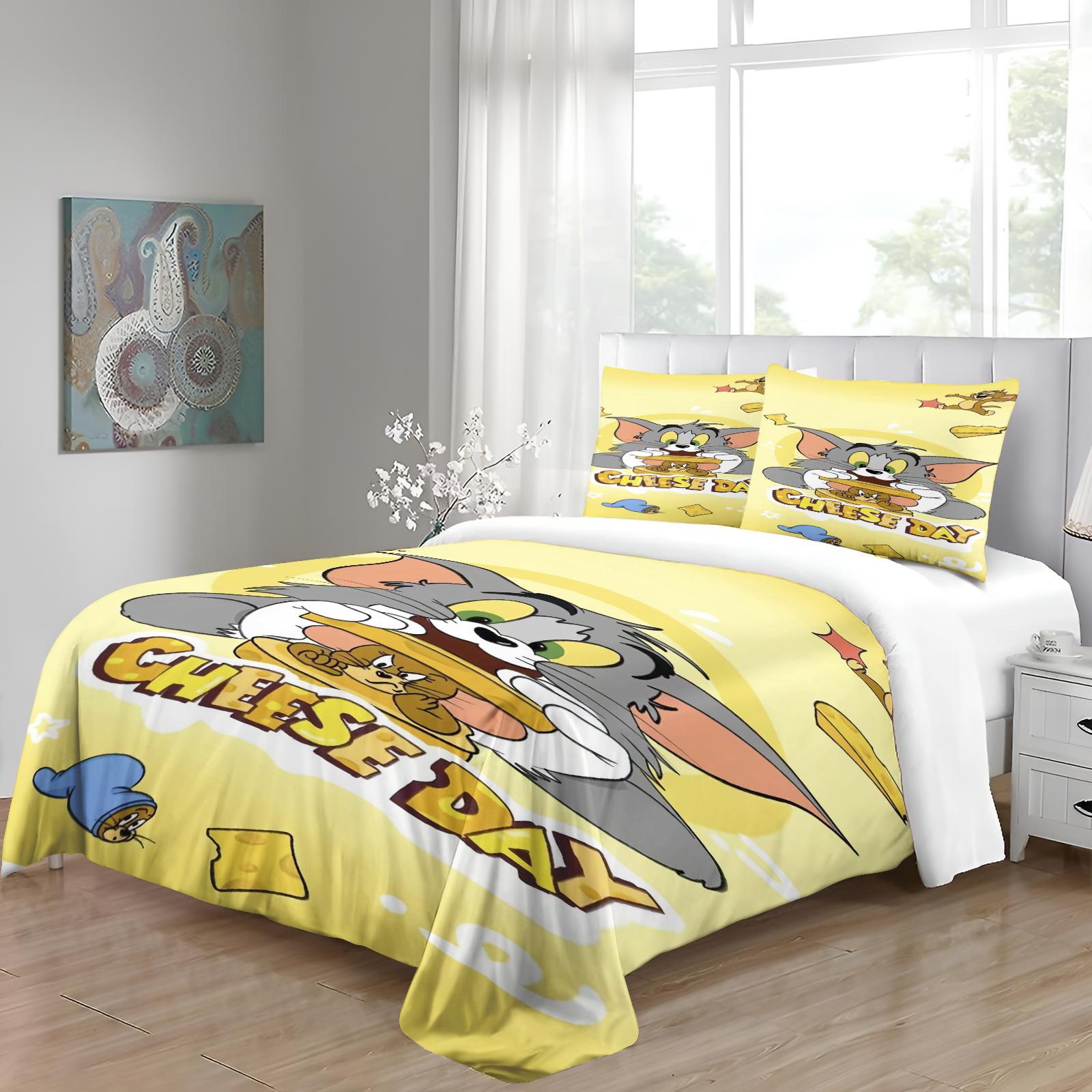 

Cute Duvet Cover Cat Mouse Badroom Set Children Cartoon Anime Comforter King Size Bedding 3D Printed Quilt 90x200cm