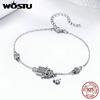 WOSTU 925 Silver Fatima of Hand Hamsa Eye Bracelets Blue Zircon Chain Link For Women Bangles Fashion 925 Jewelry CQB079