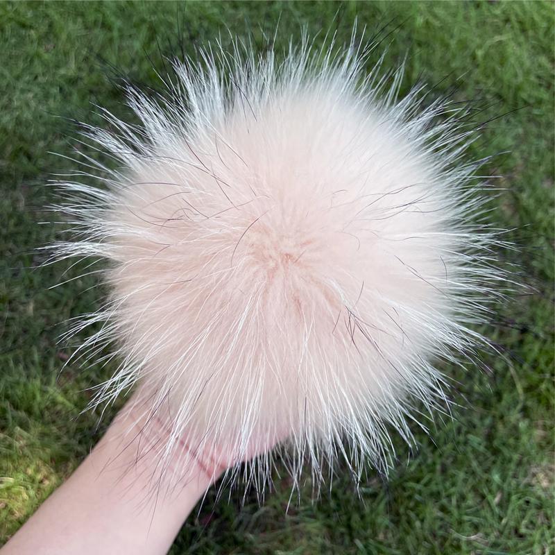 13 15 cm DIY Naturfarbe Echte Waschbärfell Pompons Für Taschen Gestrickte Mütze Hüte Echtes Fuchs Fell Pompon