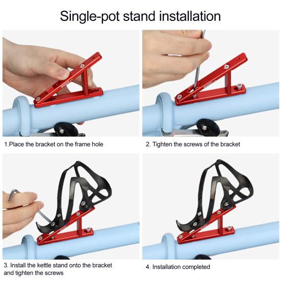 Bike Water Bottle Cage Adapter with Wrench Screws Lightweight Aluminum Alloy Mountain Road Bicycle Water Bottle Holder Mount Base Bike Accessories