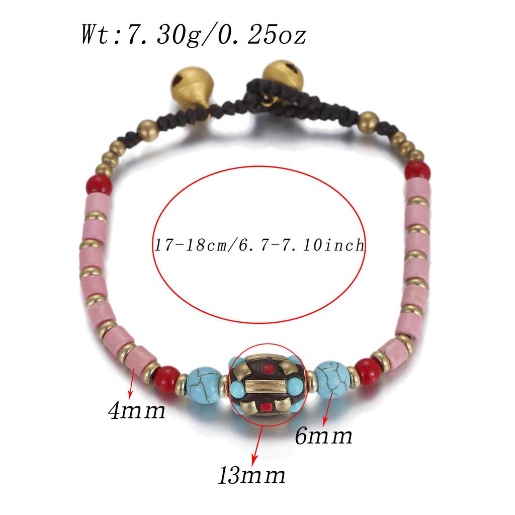 Ethnic Nature Stone Nepal Copper Beads Bracelet Women Men Vintage Tibetan Buddhist Mantra Hand Prayer Wheel Bracelets Zircon