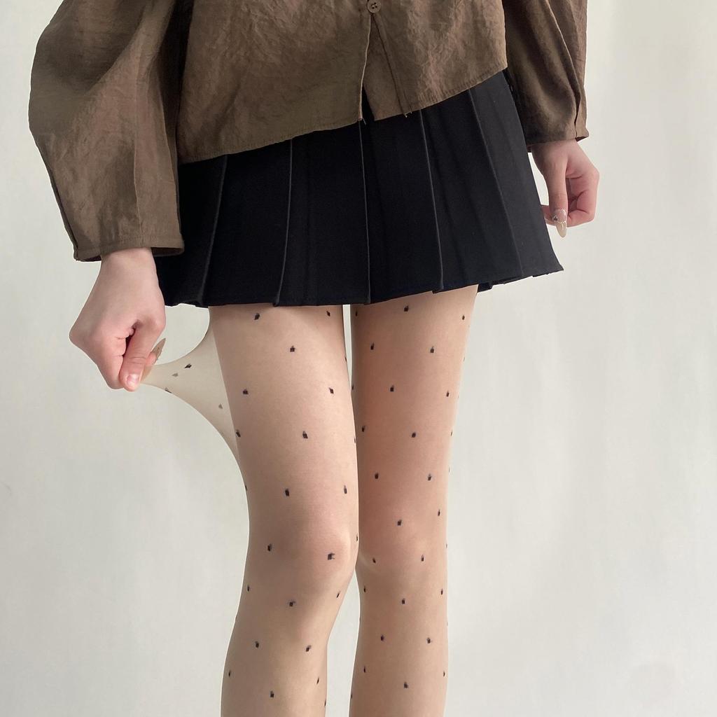 2024 Spring/Summer Core-Spun Jacquard Stockings: Ultra-Thin Slimming Socks with Polka Dots & Hearts