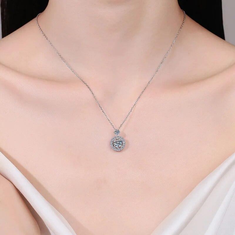 D color 1.3carat Real Moissanite Necklace for Women Flawless Sparkly Lab Diamond Pendant S925 Sterling Silver Jewelry