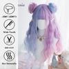 Professional  Long Colorful Synthetic Cosplay Lolita Harajuku Wig With Bangs Natural Wavy Wigs White Green Daily Wigs