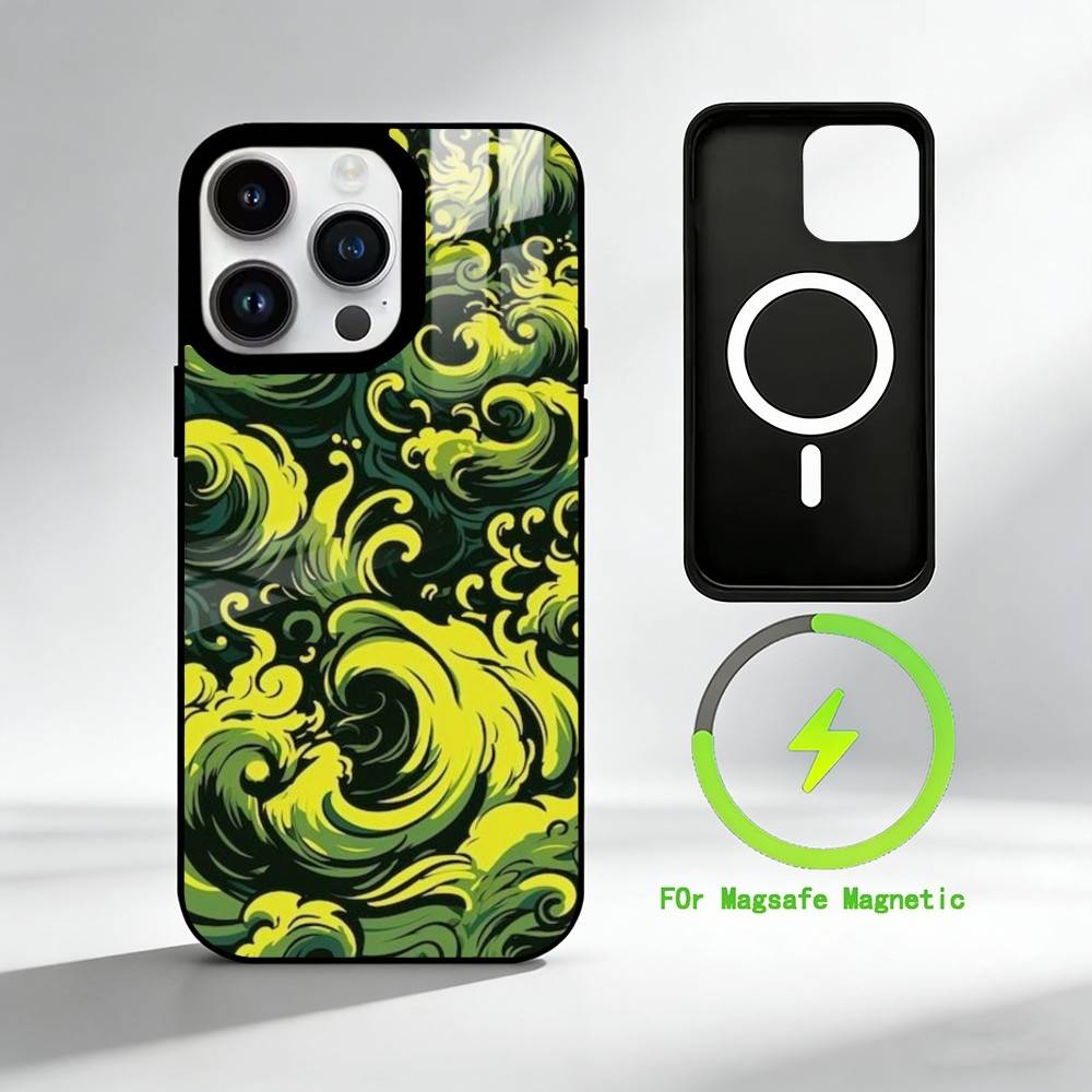 F-Fluid Art Phone Case For iPhone 17 16 15 14 13 12 Pro Max Plus for Mirror Wireless Magnetic Cover