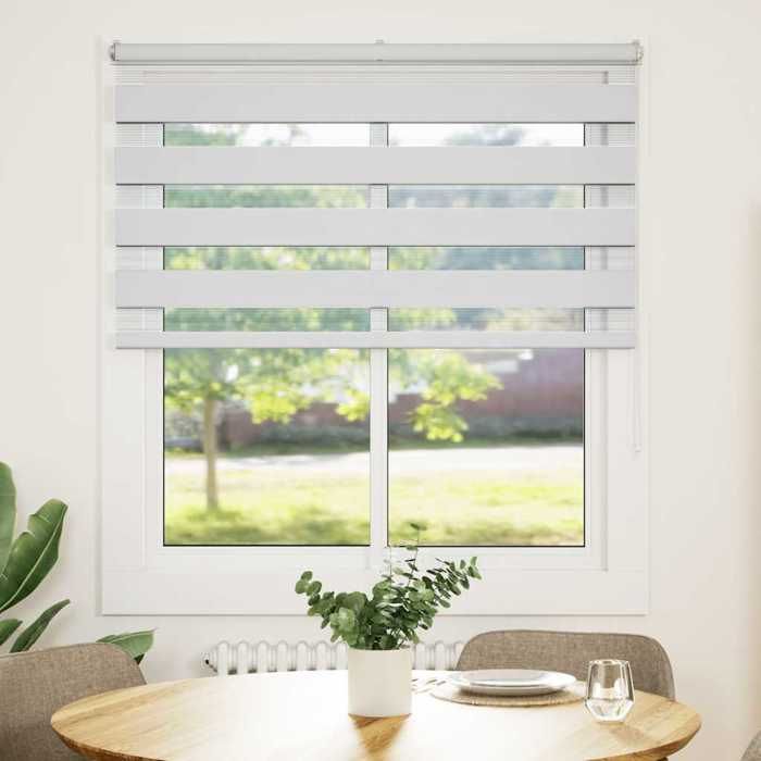 VidaXL Store zèbre blanc 130x150 cm largeur du tissu 125,9cm polyester, store à enrouleur zébré, store zébré pour fenêtre, 4014761