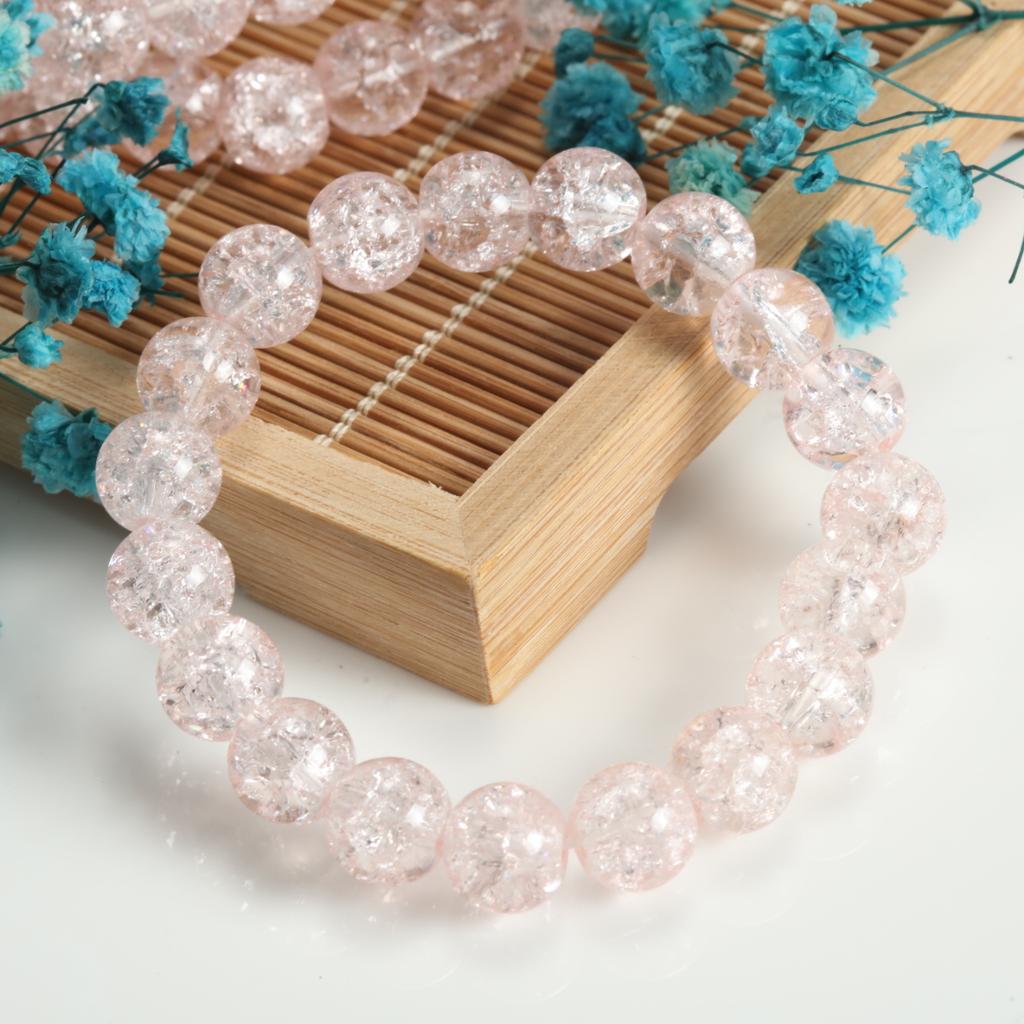 10mm Cracked Flower Glass Beaded Bracelets, Multi-Color Y2K Sweet Cool Style Bracelets for Women Fashion Jewelry Accessories