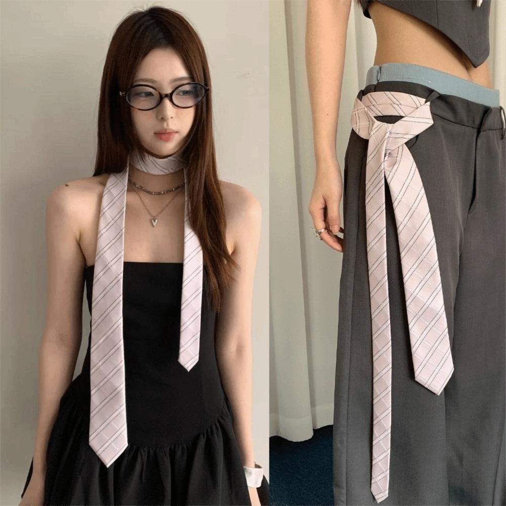 Clothing Decoration Cloth Striped Tie Korean Style Pink Shirt Tie Decoration Y2K Scarf JK Uniform Necktie JK Uniform Decoration