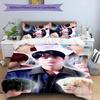 Set di biancheria da letto Kpop BTS1 con 3 pezzi, set copripiumino include copripiumino e federe, decorazione perfetta per la camera da letto in ogni stagione e regalo