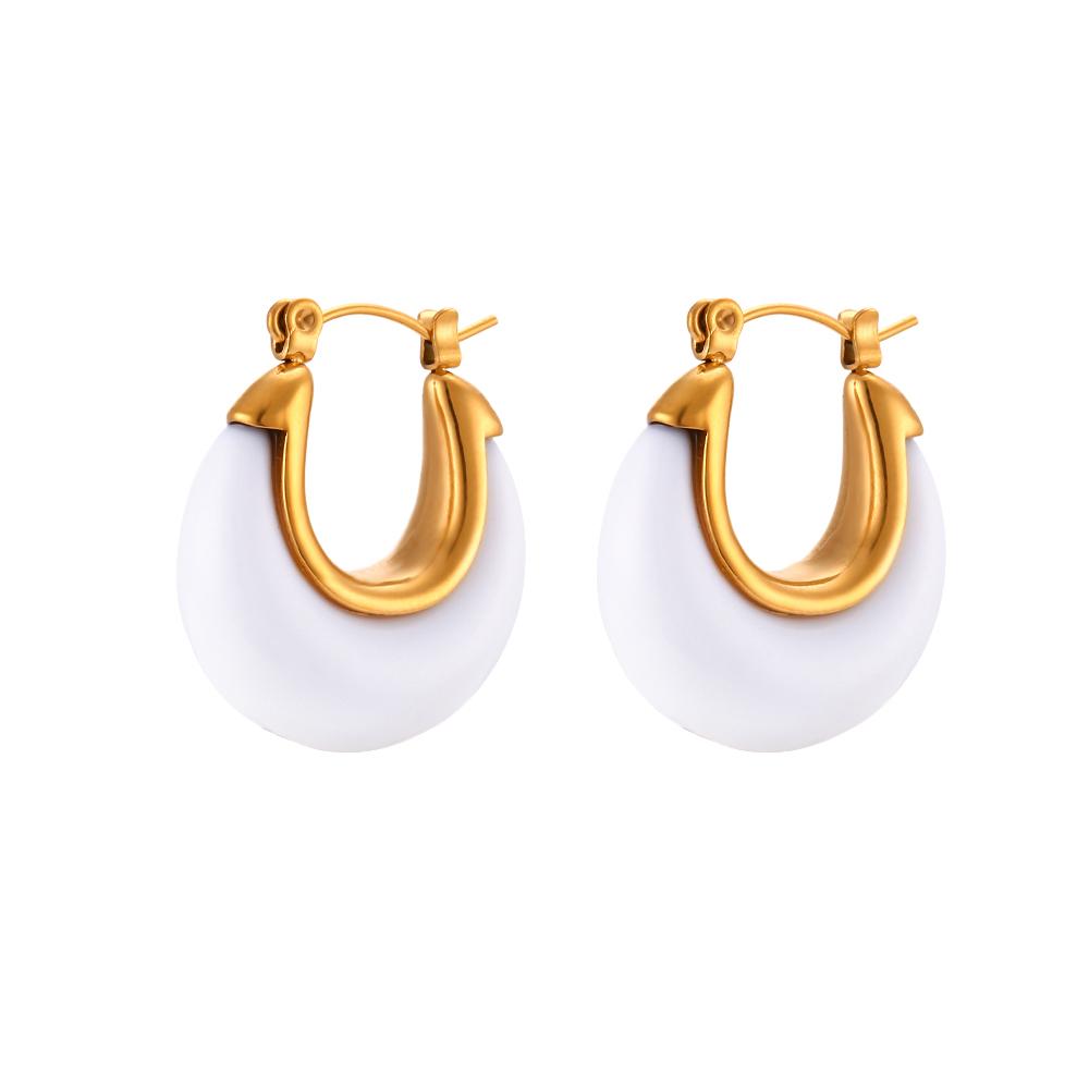 MamacitaSlay New Trendy Transparent Colored Resin Acrylic Geometric Round Hoop Earrings for Women Stainless Steel Party Jewelry