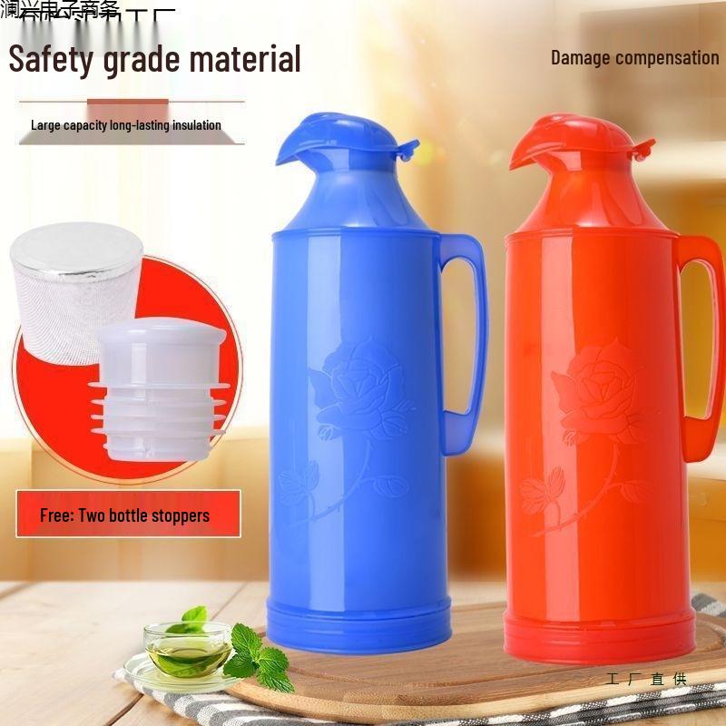 Large Capacity Insulated Thermos Flask with Traditional Design and Durable Plastic Shell, Ideal for Home and Dorm Use.