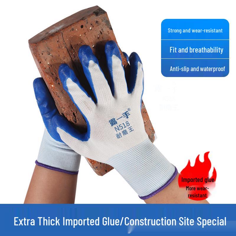 Waterproof Non-Slip Nitrile Latex Work Gloves for Construction & Auto Repair