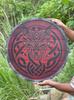 Red Fenrir Wolf Viking Shield: Battleworn Norse Decor, Cosplay Prop