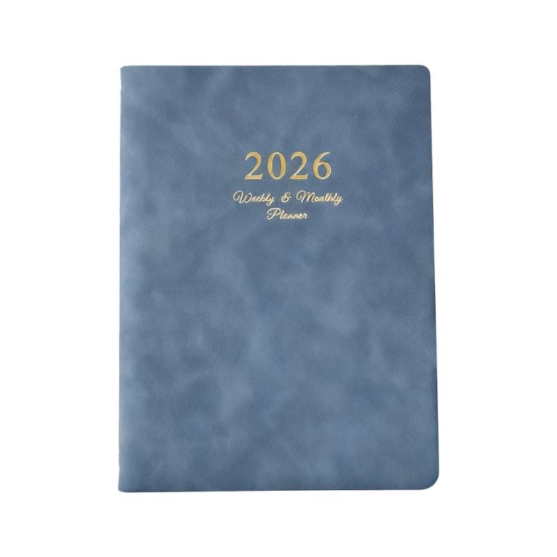 Refillable 2026 Weekly Planner 6 Rings Leather Binder Academic Journal with Dated Pages For Daily Scheduling 6.69x9.06In