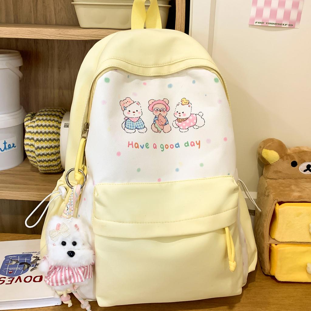 Schoolbag Polka Dot Printing Student Schoolbag Contrasting Color Student Schoolbag Leisure Commuting Backpack Large Capacity Lightweight Student