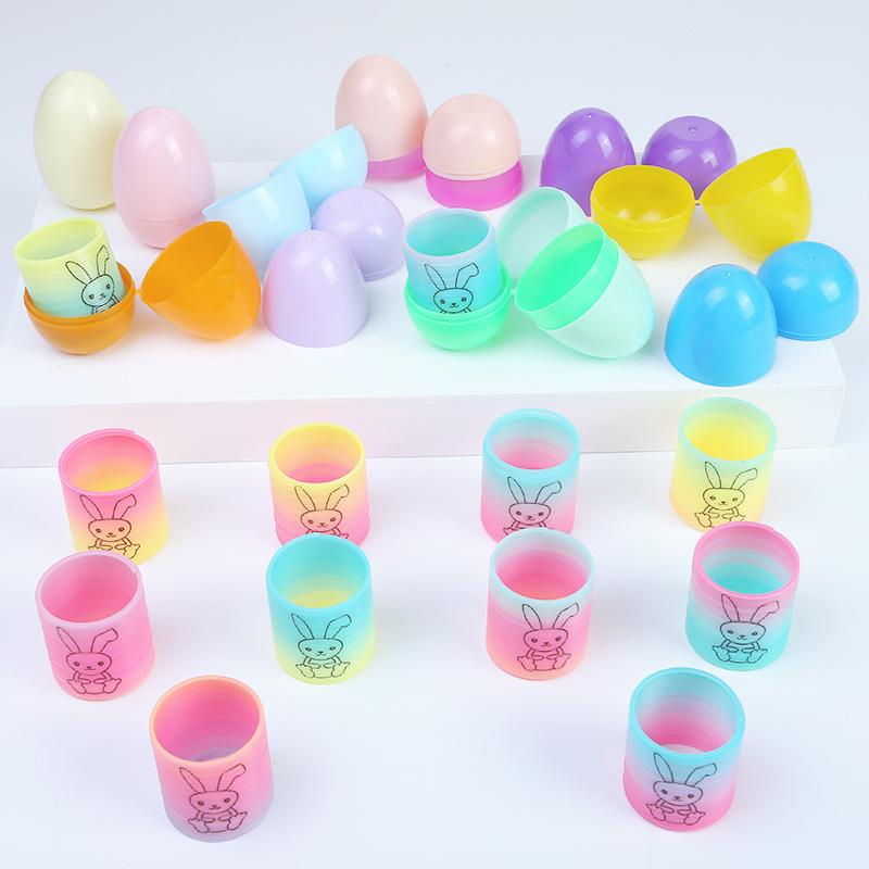 Œufs de Pâques torsadés colorés avec figurines de lapin Œufs surprises Jouets pour enfants Fête de chasse aux œufs de Pâques Cadeaux de fête Remplisseurs de panier