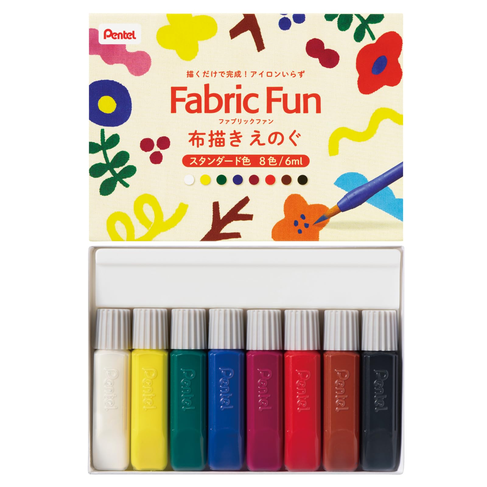 Pentel Fabric Fun Стандартная краска для ткани 8 цветов, (FFPC1-8J)