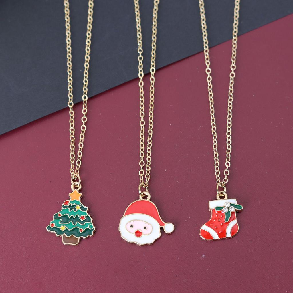 Christmas Tree Elk Enamel Drip Ornaments: DIY Metal Necklace Pendants