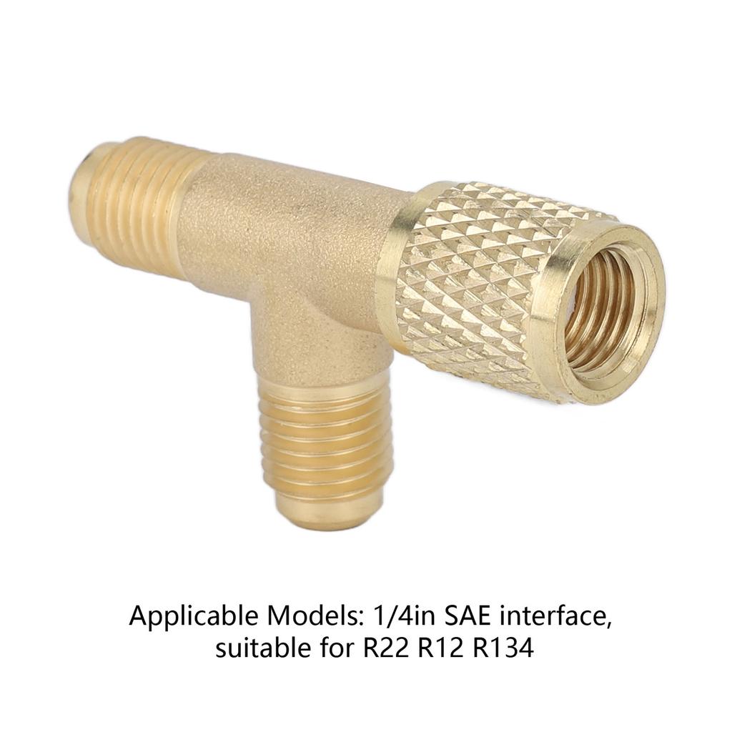 Adattatore a T a innesto rapido con spillo in ottone 1/4in SAE Struttura robusta per R22 R12 R134