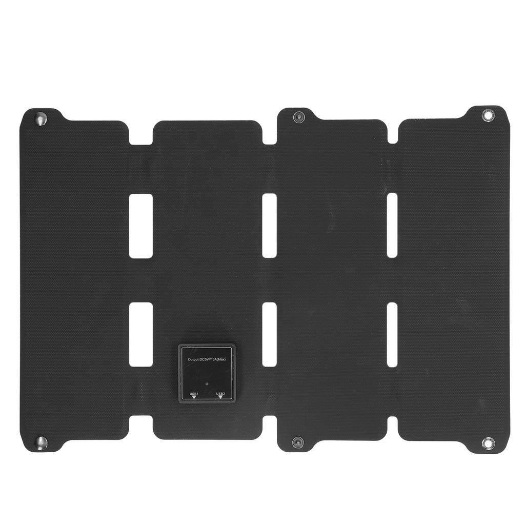 14W 5V ETFE Solar Panel Foldable Outdoor Charging Panel Dual USB Output IPX6 Black