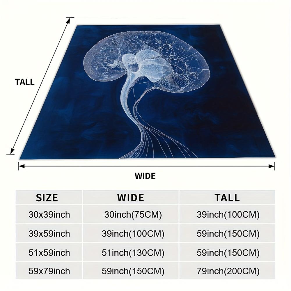 1pc Detailed Brain Anatomy Blue Artwork Blanket - Soft Flannel, Quick-Dry & Durable, Perfect Gift for Holidays, Birthdays, Chris
