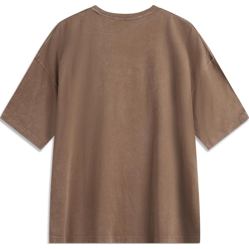 Li Ning Basketball Series Letter Round Neck Comfortable Breathable Versatile Casual Loose Short Sleeve T-Shirt Men T-Shirts Brown AHSU161-4