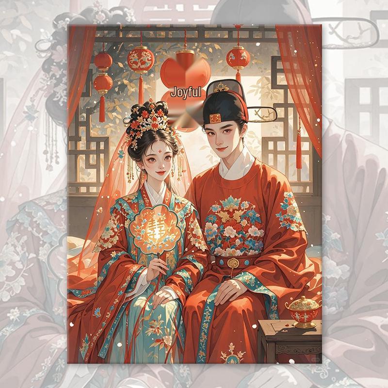 

2025 Новая акриловая картина в древнем стиле для пары - Сделай сам праздничный домашний декор 30x40 cm