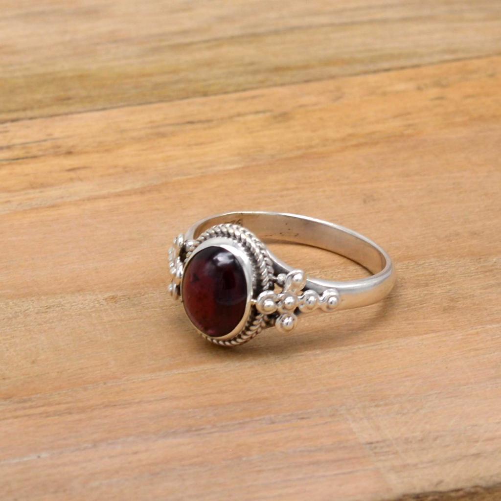 Garnet 925 Sterling silver Handamde Januart Birthstone Ring