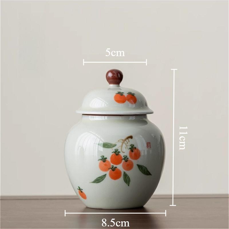 

1pc Ceramic Tea Storage Jar Chinese Moisture-proof Sealed Jar Tea Box with Lid Hand Drawn Storage Container Household Items