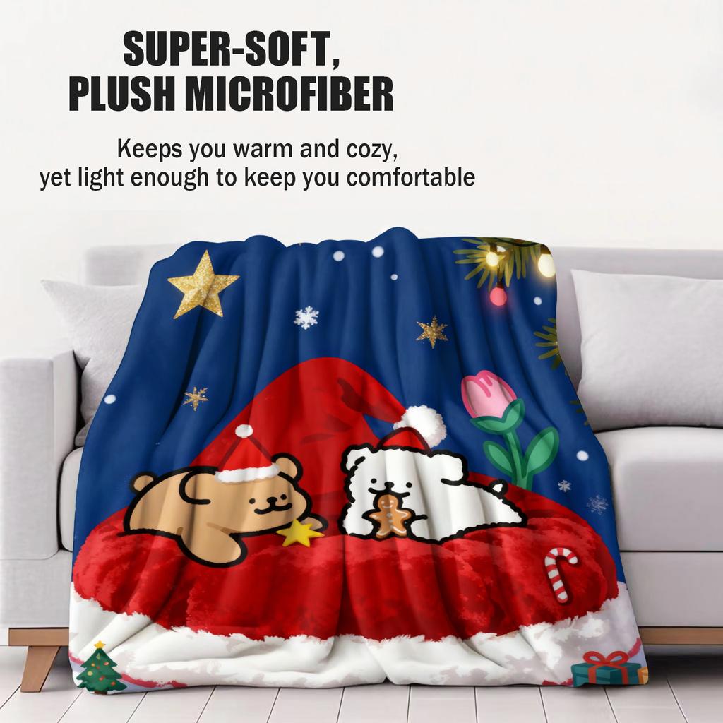 Cute Cartoon Line Puppy Maltese Printed Soft Plush Blanket Warm Blanket for Sofa Bed Suitable for Birthday Girls Christmas Gifts
