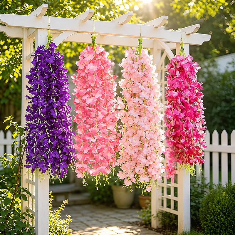 50Cm Artificial Wisteria Vine Hanging Flower Silk Floral Garland Wedding Home Ceiling Decoration Indoor Decorative Plastic Plant