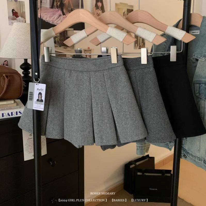 Damen High-Waist Woll Falten Minirock Hose - Herbst 2025 Trendiger Eleganter Stil