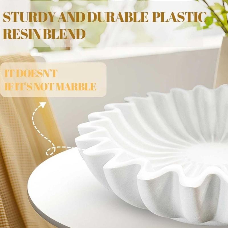 Sancks Serving Dish Artistic Scalloped Resin Decorative Bowl For Living Room Bedroom Storage And Display