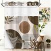 Brown and Beige Hookless Shower Curtain with Snap In Liner, Light Brown Tan Taupe MCM Boho Mens No Hook Double Layer Shower Curtain and Liner Set,