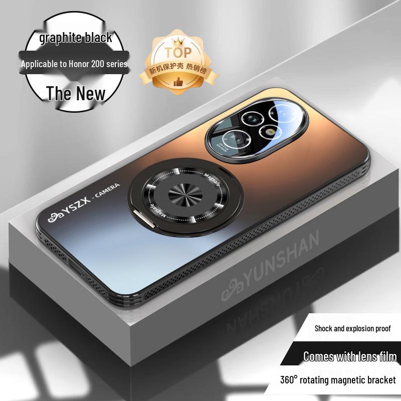Magnetický otočný stojánek na telefon pro Honor 200/300: Matná, Plné krytí, Ochrana proti pádu, Protiskluzová ochrana