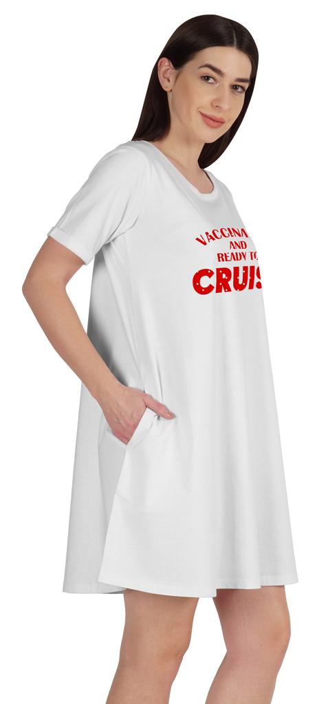 Inkmeso Vacinated And Ready To Cruise T-Shirt Casual Scoop Neck Tunic With