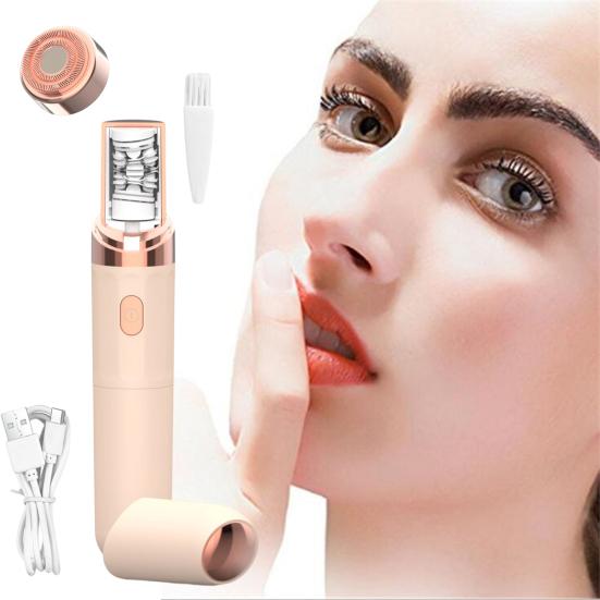2-In-1 Electric Eyebrow Trimmer Multi-functional Painless Facial Hair Epilator Waterproof Cordless Women Brow Hair Shaver Remover