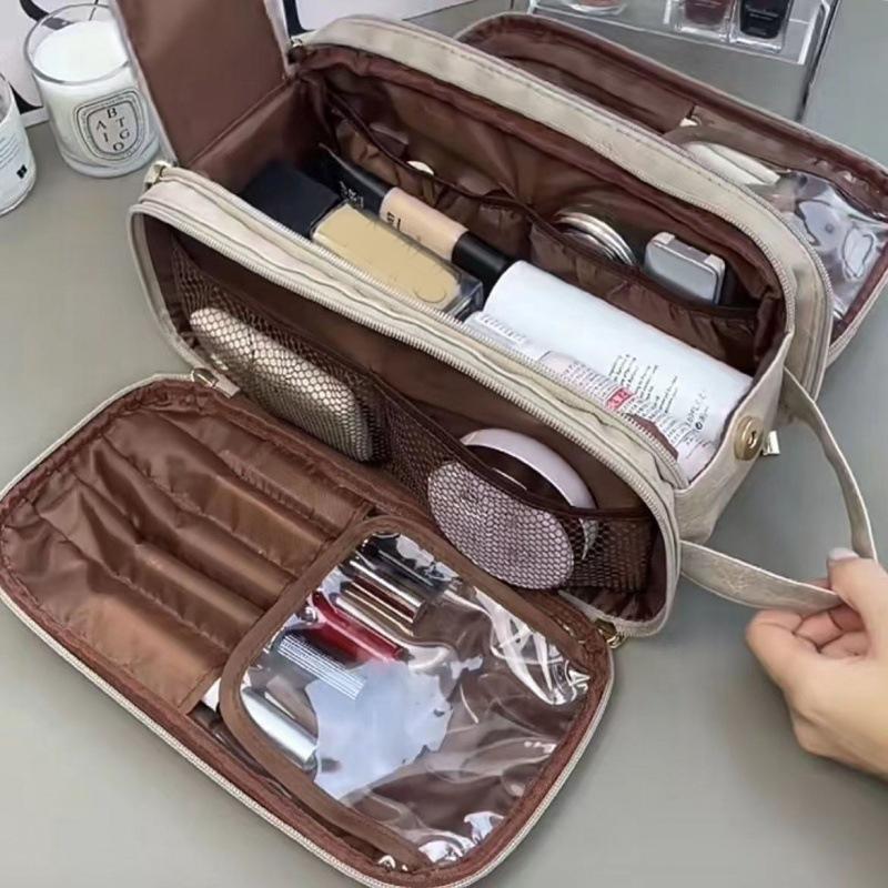 Neue multifunktionale Make-up-Tasche für Frauen aus PU-Leder mit großer Kapazität, tragbare Reisetasche für Make-up-Pinsel, Toilettenartikel