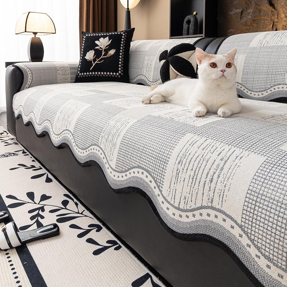 Premium Luxury All Season Sofa Cushion Covers Non Slip Linen Cotton Blend Decorative Sofa Slipcovers Couch Throw Pillows