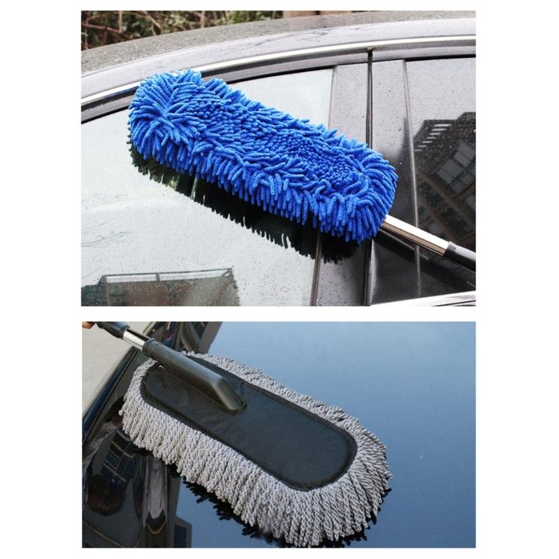 Extendable Handle Brush with Microfiber Duster Long Bristle Scrub Cleaning Mop For Vehicle Cleaning