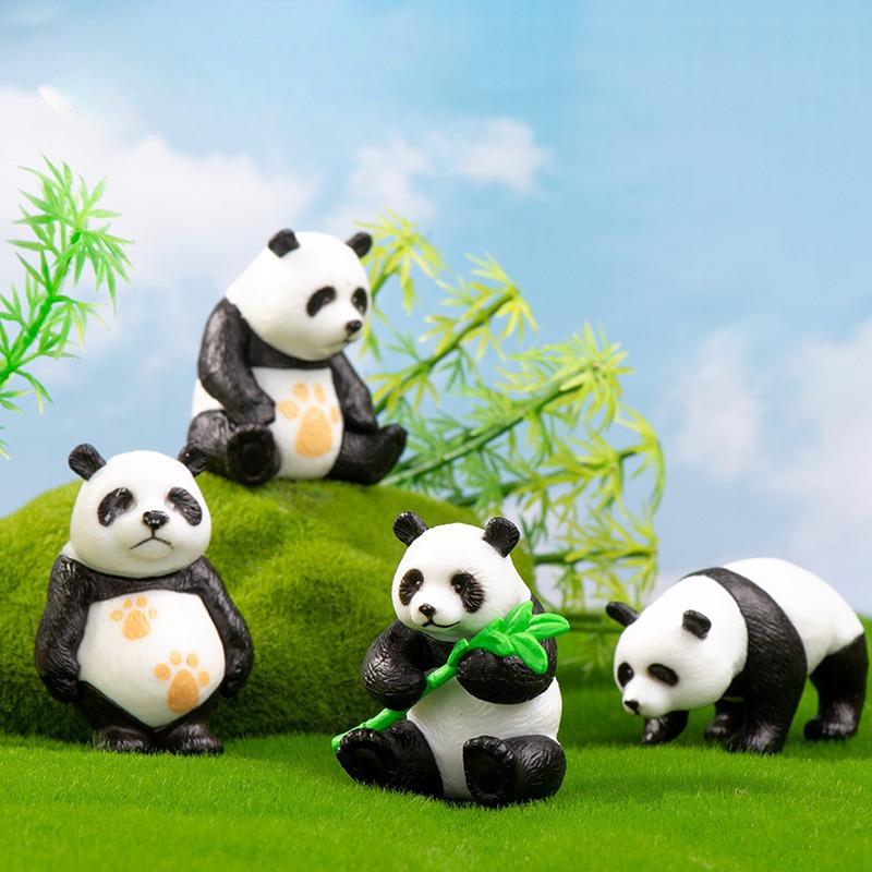 4Pcs New Panda Figurine Diy Home Kawaii Room Decor Miniature Fairy Garden Decoration Accessories Modern Children'S Birthday Gift
