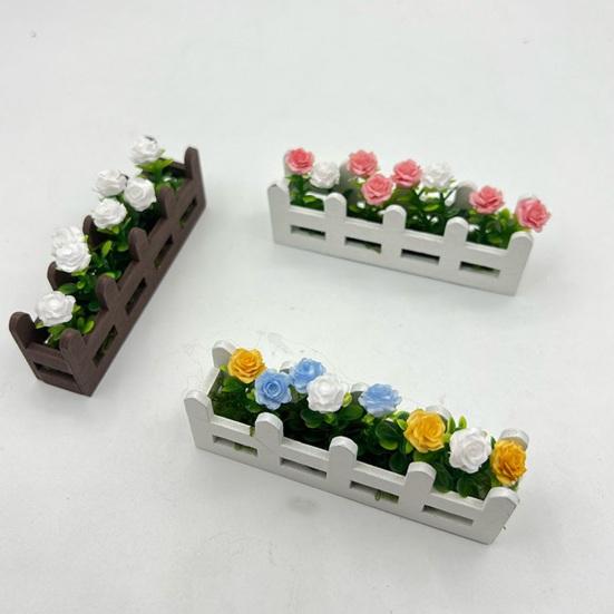 Miniatur Blumen Zaun Pflanzkasten Mini Hochbeet Figure Modell 1/12 Maßstab Puppenhaus Feengarten Dekoration Zubehör