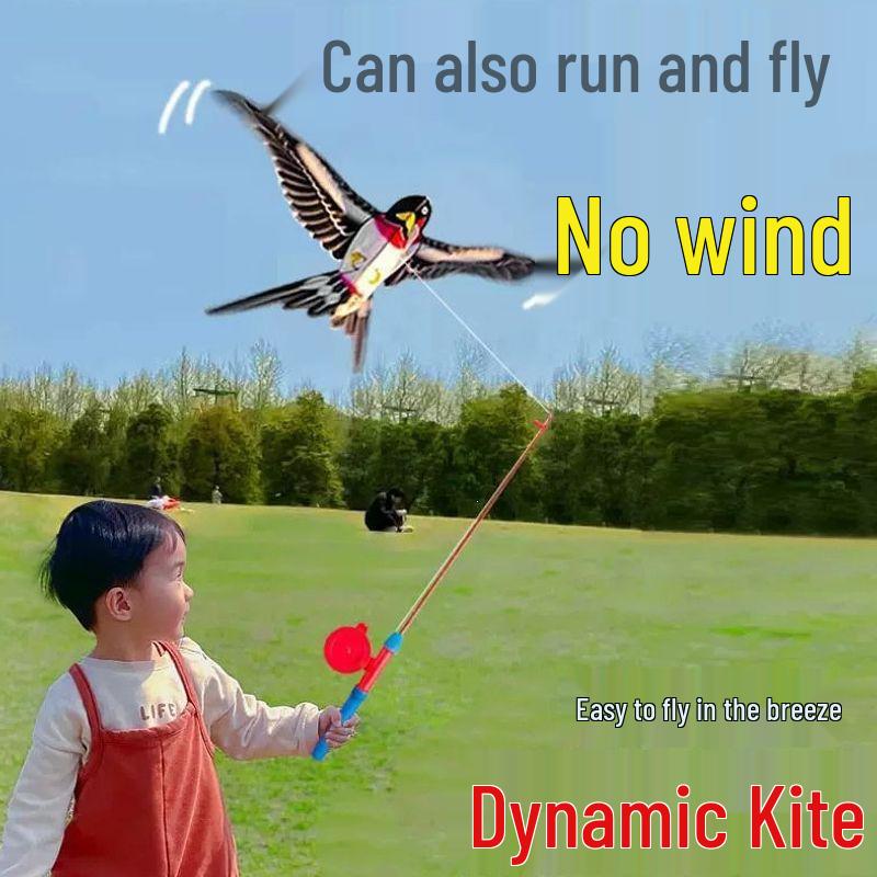 Children's Hand-Held Kite Fishing Rod - Easy-to-Fly Dynamic 26" kite for Light Breeze