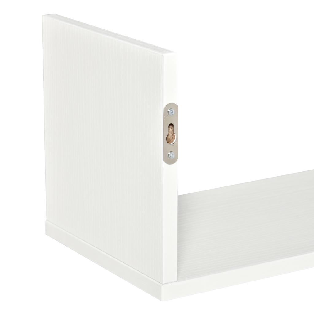 Set of 3 Wooden U-Shaped Floating Shelves Set, 80cm Wall Mounted Hanging Bookshelf, CD DVD Storage Display for Bedroom Living Room Kitchen, White