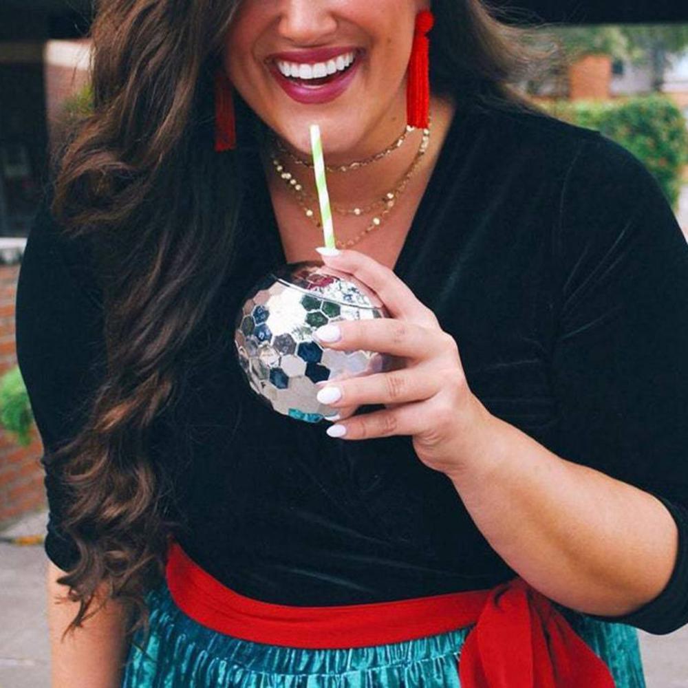 Party Flashlight Sparkly with Straw Disco Ball Cup Wine Goblets Bar Tools Cocktail