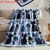 Vintage Patchwork Cats Flannel Blanket - Soft Warm All-Season Colorful Cat Illustrations, Cozy Throw for Home, Travel Blanket