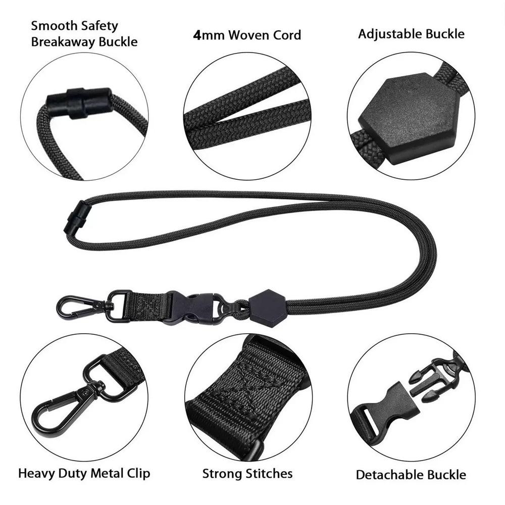 1PC Heavy-duty Adjustable Metal Hook Round Rope Hanging Rope Detachable Detachable Buckle Mobile Phone ID Hanging Rope