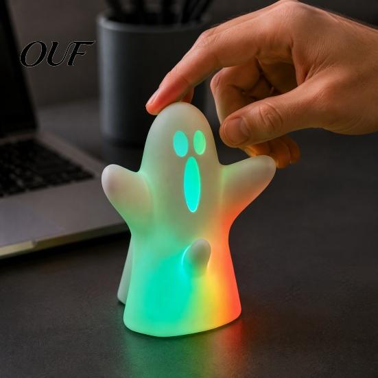 Unique Halloween Gifts for Friends Ghost Decorative Light, Spooky LED Table Lamp Ornament, Funny Desktop Decoration Cute Statue with Lights