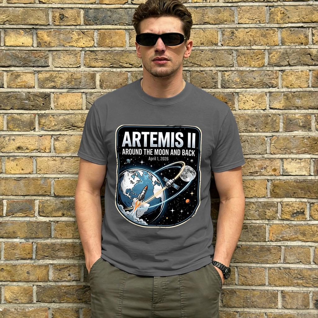 Oversized T Shirt Summer Artemis Ii Moon Mission Trending T Shirts Cotton Tee Shirt For Man Y2k Casual Printed Short Sleeve